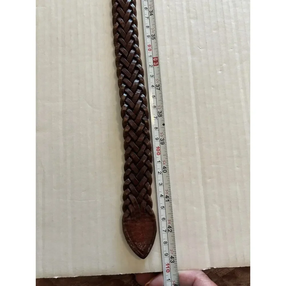 Brighton Brown Genuine Leather Braided Woven Belt Men's Size 36 Style 33113